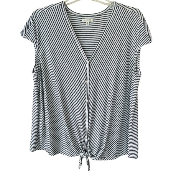 Max Studio Size 2X striped Knit top blue white - Picture 1 of 9